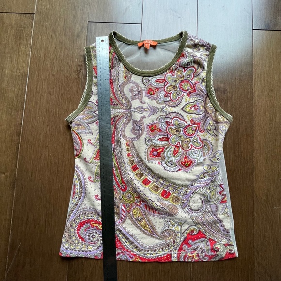 Beaded Sheer Naked Back Sleeveless Top Paisley Jewel Tones - Picture 6 of 10